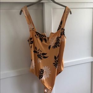 Amuse Society Floral body-suit with wired v-neck